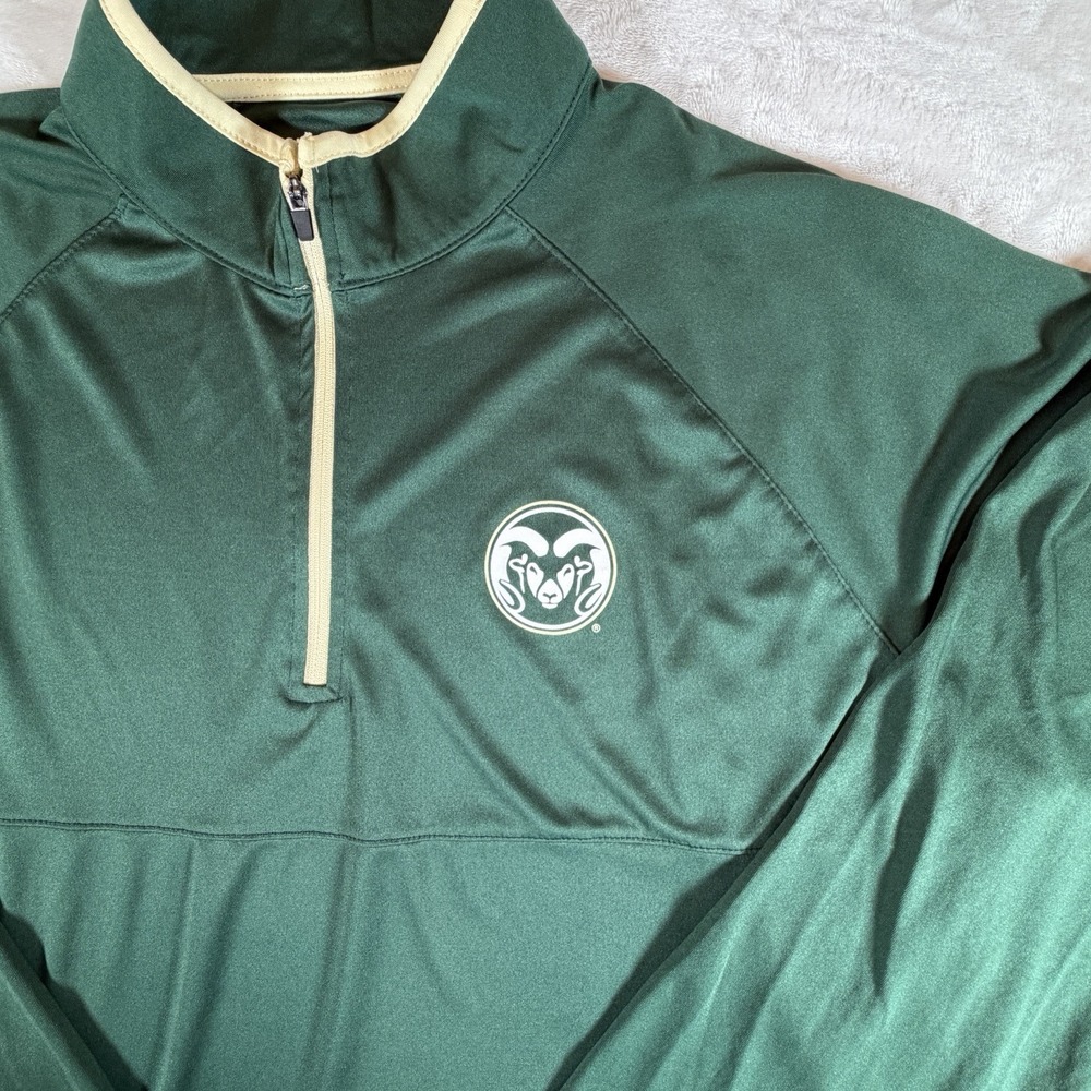 Colosseum Colorado State Rams Pullover Men's Sz XL Green Logo Quarter-Zip - Picture 2 of 5